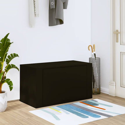 Väggmonterat skoskåp svart 70x35x38 cm konstruerat trä