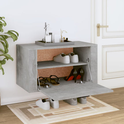 Väggmonterat skoskåp betonggrå 70x35x38 cm konstruerat trä