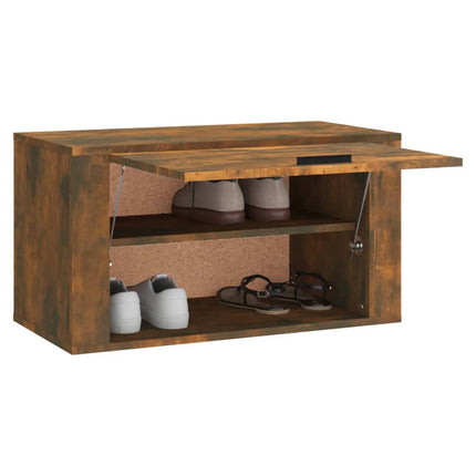 Väggmonterat skoskåp rökfärgad ek 70x35x38 cm konstruerat trä