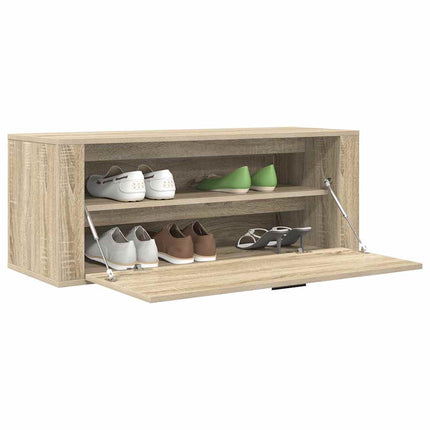 Väggmonterat skoskåp somona-ek 100x35x38 cm konstruerat trä