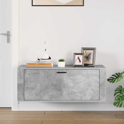 Väggmonterat skoställ betonggrå 100x35x38 cm konstruerat trä