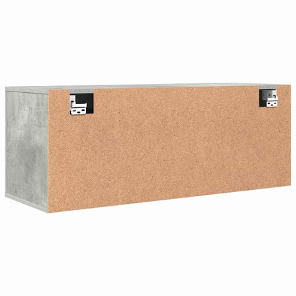 Väggmonterat skoställ betonggrå 100x35x38 cm konstruerat trä