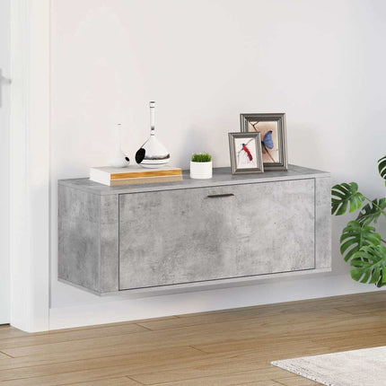 Väggmonterat skoställ betonggrå 100x35x38 cm konstruerat trä
