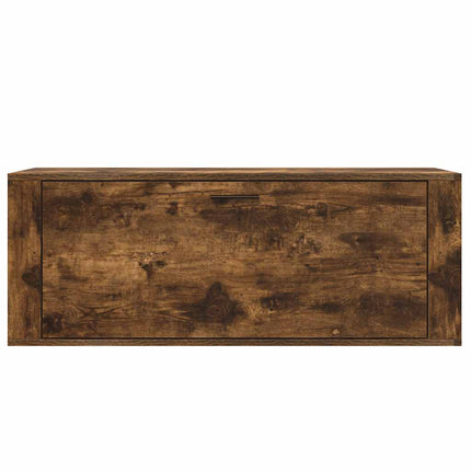 Väggmonterat skoställ rökfärgad ek 100x35x38 cm konstruerat trä