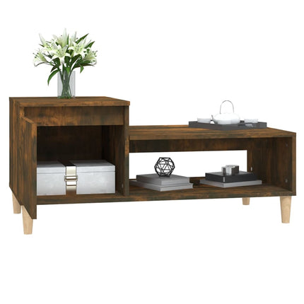 Soffbord rökfärgad ek 100x50x45 cm konstruerat trä