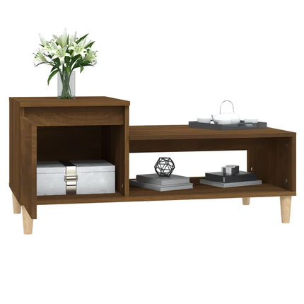 Soffbord brun ek 100x50x45 cm konstruerat trä