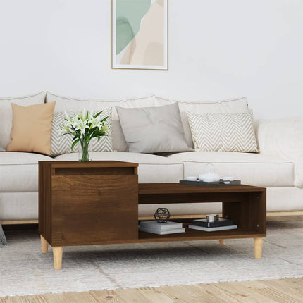 Soffbord brun ek 100x50x45 cm konstruerat trä