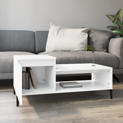 Soffbord vit 100x50x45 cm konstruerat trä