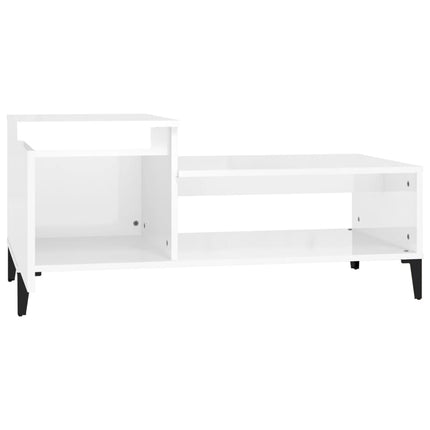Soffbord vit högglans 100x50x45 cm konstruerat trä