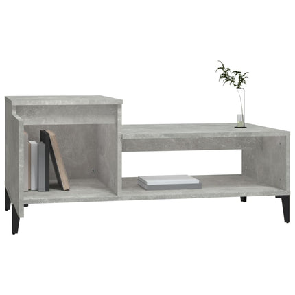 Soffbord betonggrå 100x50x45 cm konstruerat trä