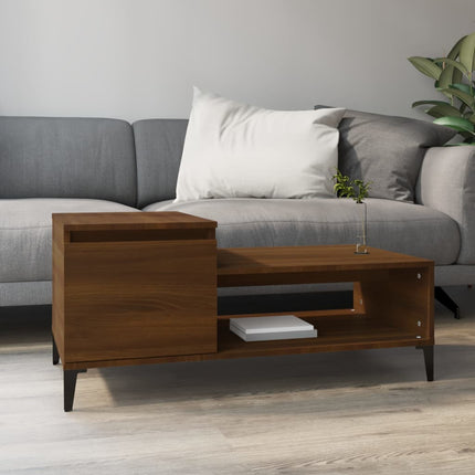Soffbord brun ek 100x50x45 cm konstruerat trä