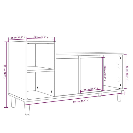 Tv-bänk rökfärgad ek 100x35x55 cm konstruerat trä