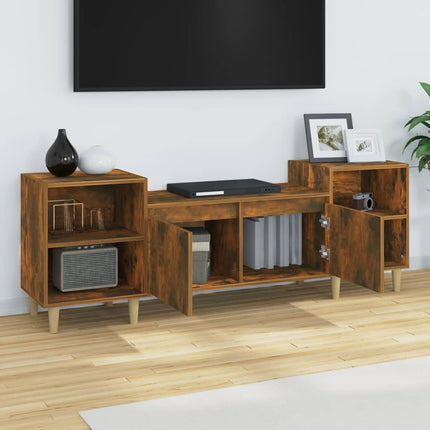 Tv-bänk rökfärgad ek 160x35x55 cm konstruerat trä