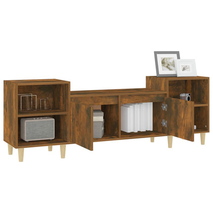 Tv-bänk rökfärgad ek 160x35x55 cm konstruerat trä