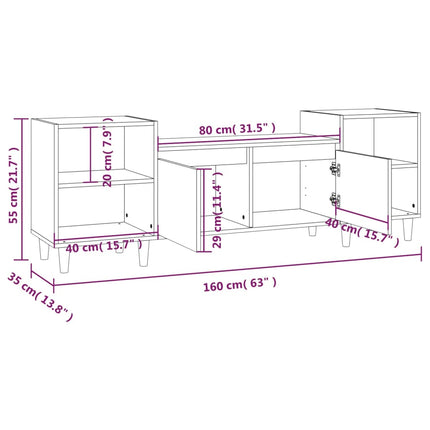 Tv-bänk rökfärgad ek 160x35x55 cm konstruerat trä