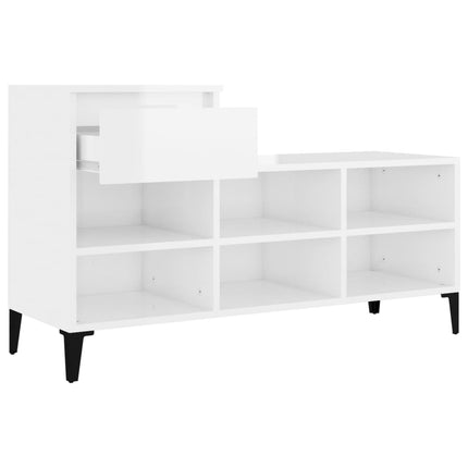 Skoskåp vit högglans 102x36x60 cm konstruerat trä