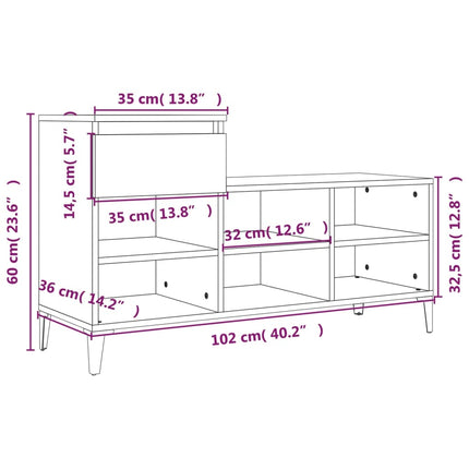 Skoställ rökfärgad ek 102x36x60 cm konstruerat trä