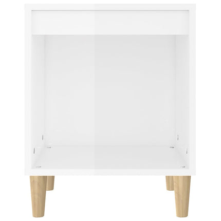 Sängbord vit högglans 40x35x50 cm konstruerat trä