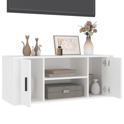 Tv-bänk vit 100x35x40 cm konstruerat trä