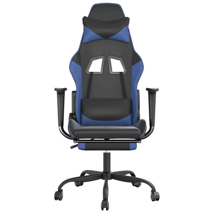 Gamingstol med fotstöd svart och blå konstläder