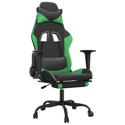 Gamingstol med fotstöd svart och grön konstläder