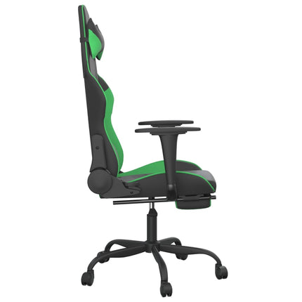 Gamingstol med fotstöd svart och grön konstläder