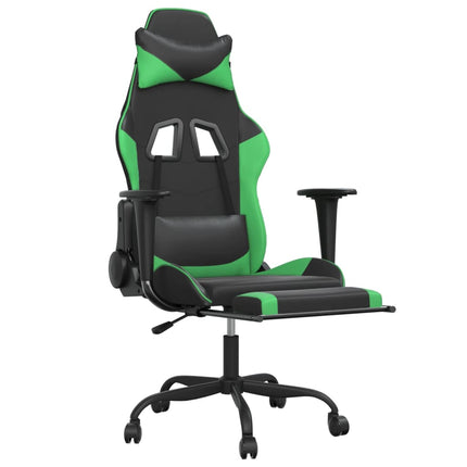 Gamingstol med fotstöd svart och grön konstläder