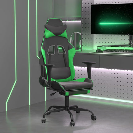 Gamingstol med fotstöd svart och grön konstläder