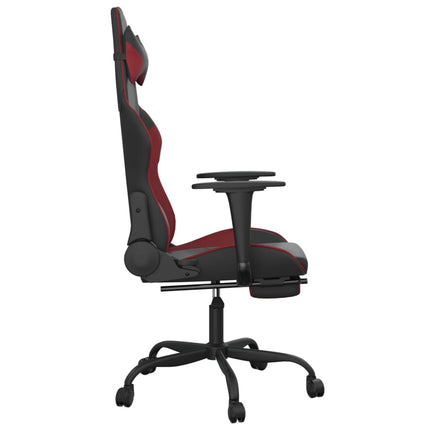 Gamingstol med fotstöd svart och vinröd konstläder