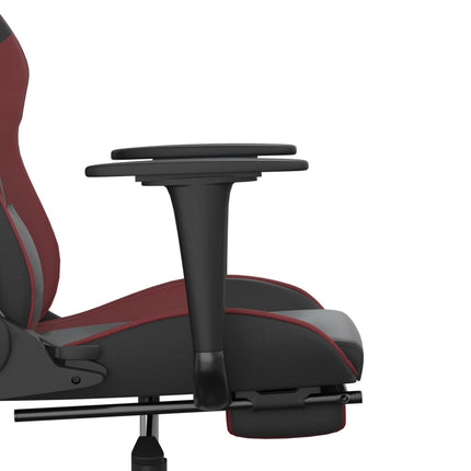 Gamingstol med fotstöd svart och vinröd konstläder