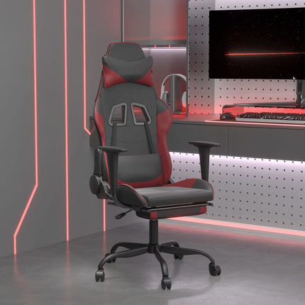 Gamingstol med fotstöd svart och vinröd konstläder