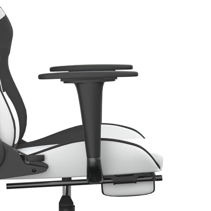Gamingstol med fotstöd vit och svart konstläder