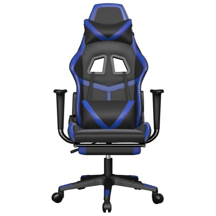 Gamingstol med fotstöd svart och blå konstläder