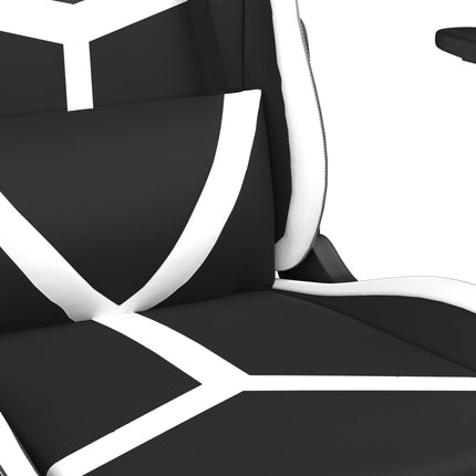 Gamingstol med fotstöd svart och vit konstläder