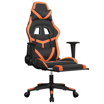 Gamingstol med fotstöd svart och orange konstläder