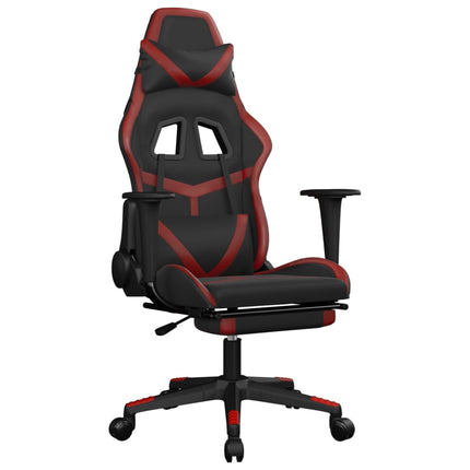 Gamingstol med fotstöd svart och vinröd konstläder