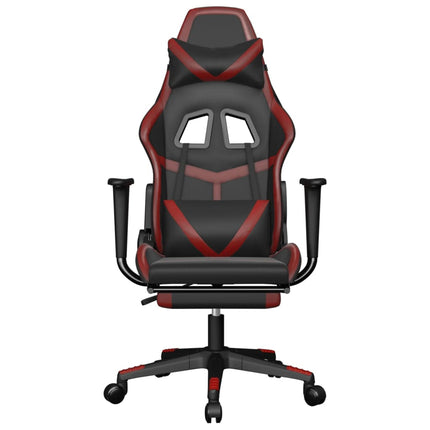 Gamingstol med fotstöd svart och vinröd konstläder