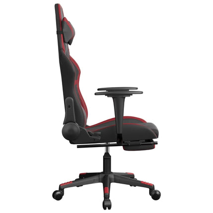 Gamingstol med fotstöd svart och vinröd konstläder
