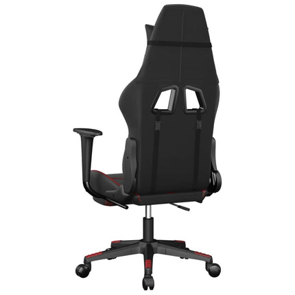 Gamingstol med fotstöd svart och vinröd konstläder