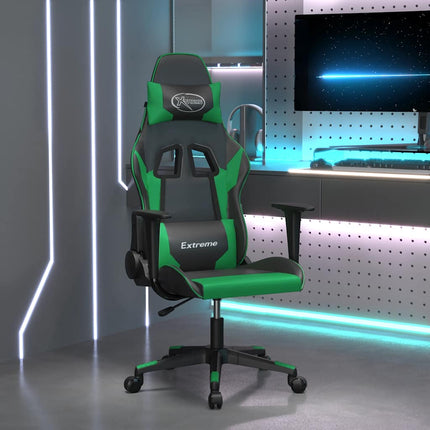 Gamingstol svart och grön konstläder