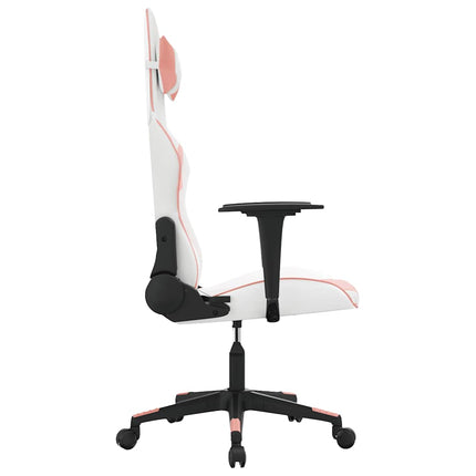 Gamingstol vit och rosa konstläder