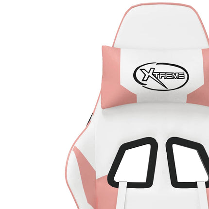 Gamingstol vit och rosa konstläder