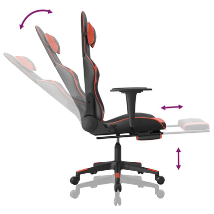 Gamingstol med fotstöd svart och röd konstläder