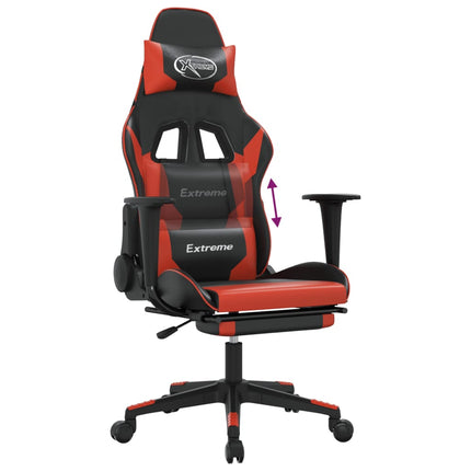 Gamingstol med fotstöd svart och röd konstläder
