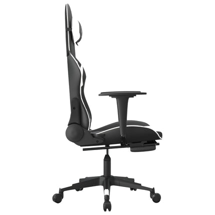 Gamingstol med fotstöd svart och vit konstläder