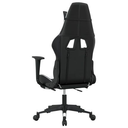 Gamingstol med fotstöd svart och vit konstläder