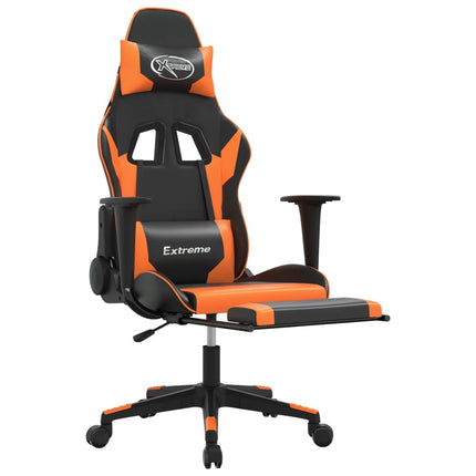 Gamingstol med fotstöd svart och orange konstläder