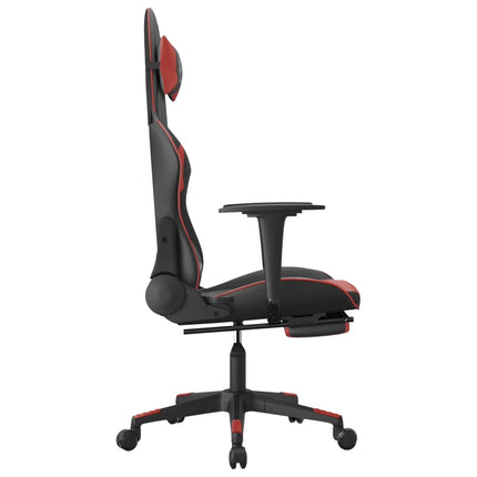 Gamingstol med fotstöd svart och vinröd konstläder