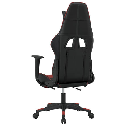 Gamingstol med fotstöd svart och vinröd konstläder