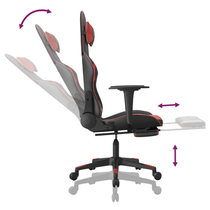 Gamingstol med fotstöd svart och vinröd konstläder